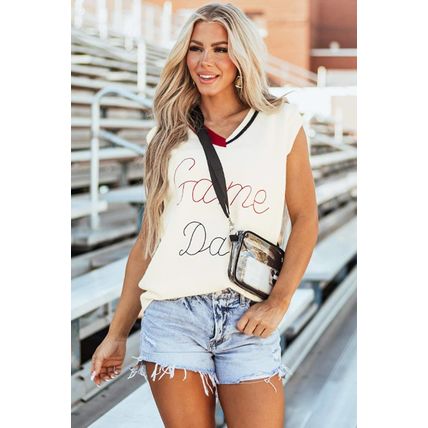 White Vintage Game Day Sweater Vest