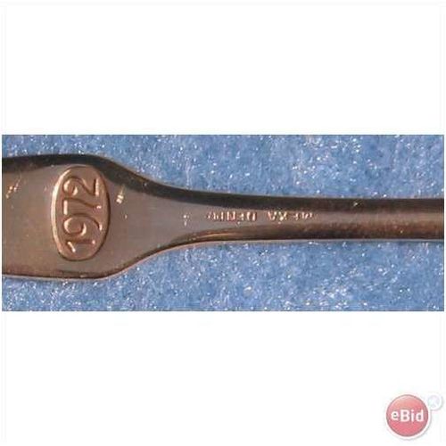 1972 Meka Denmark Enamel Gold Plate Collector Spoon