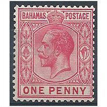 Bahamas 1921 SG116 1d Carmine Mounted Mint.