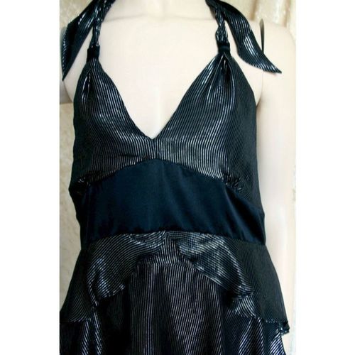 Karen Millen Black Silver Halter Top Size 14 New With Tag
