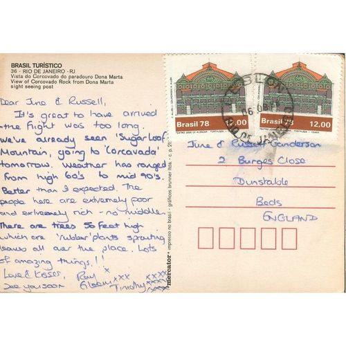 Brazil Postcard 1980 - Rio De Janeiro - Sight Seeing Post
