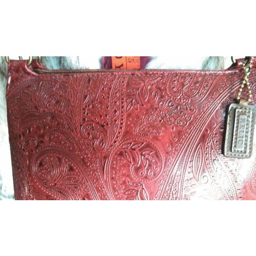 Relic maroon faux leather tooled textured handbag purse carry all