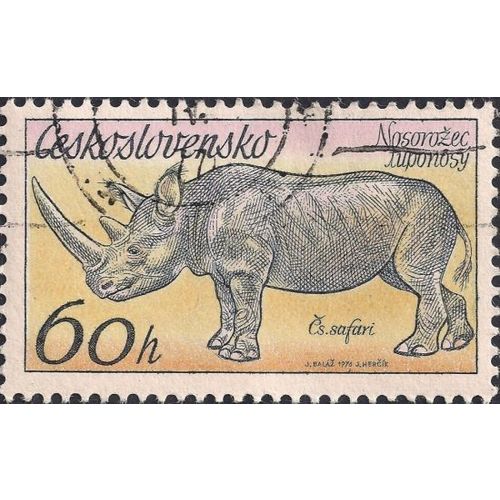 CZECHOSLOVAKIA, MAMMALS, Rhinoceros, blue 1976, 60h