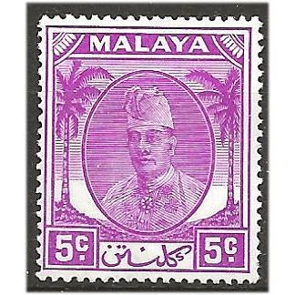 Kelantan 1952 SG65 5c Bright Purple Mounted Mint . .. .