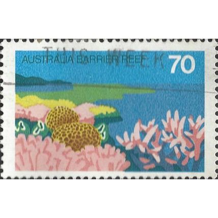 AUSTRALIA, FLOWER, Barrier Reef, blue 1976, 70c