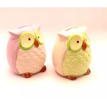Pastel Shades Owl Moneyboxes Ceramic 9 CM Gift Home Decor Savings Money Notes