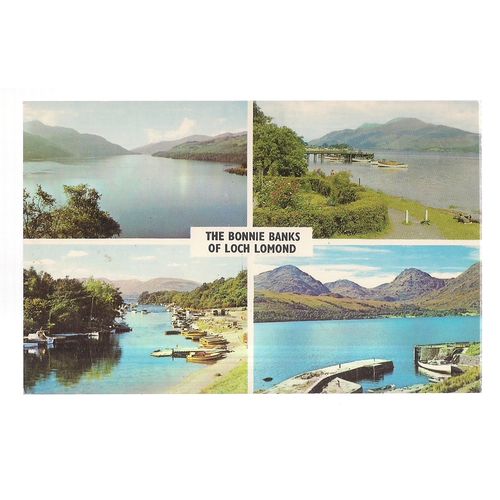 BONNIE BANKS OF LOCH LOMOND. SCOTLAND multiview unused vintage postcard =