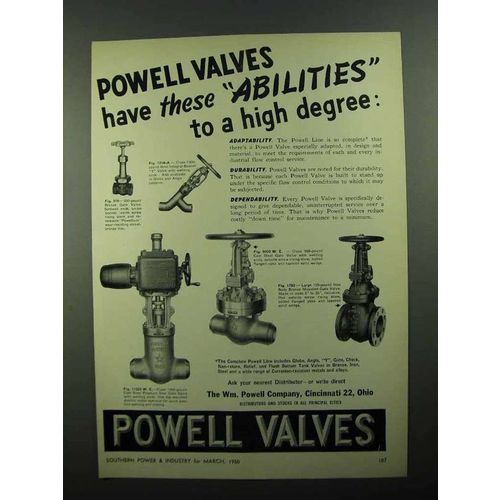1950 Powell Valves Ad - 375, 1314-A, 9003 W.E., 1793