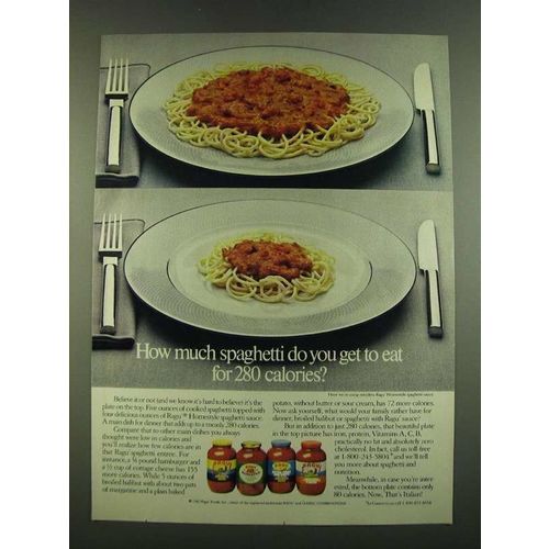 1983 Ragu Homestyle Spaghetti Sauce Ad - How much spaghetti do you get to eat