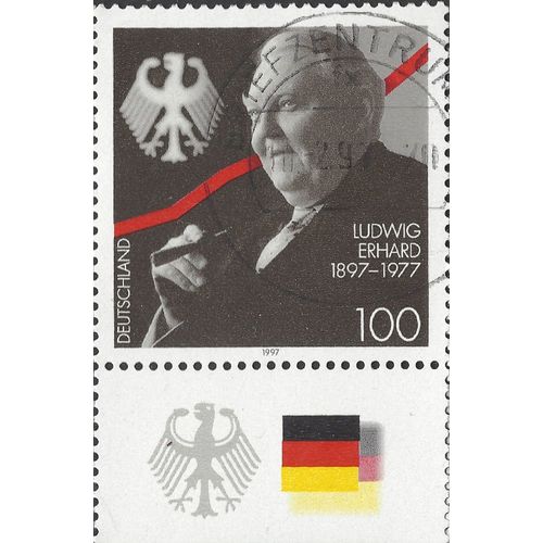 GERMANY, Ludwig Erhard 1897-1977, greyscale 1997, 100pf