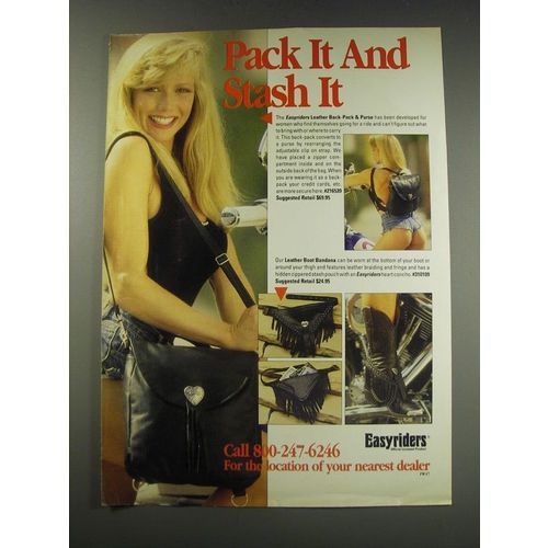 1991 Easyriders Ad - Leather Back-Pack & Purse, Leather Boot Bandana