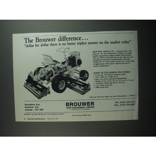 1991 Brouwer Triplex-376 Mower Ad - The Brouwer difference