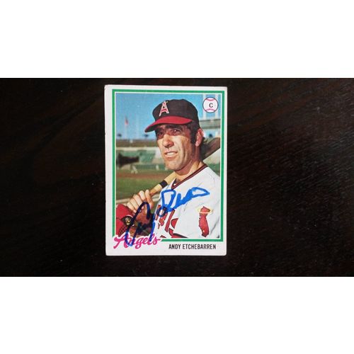 1978 Topps Card # 313 Andy Etchebarren W/ Autograph California Angels