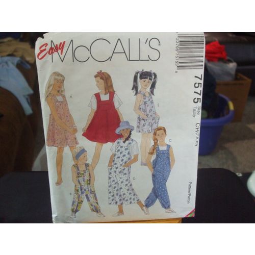 McCall's 7575 Girl's Jumper, Jumpsuit in 2 Lengths & Romper Pattern - Size 7-10