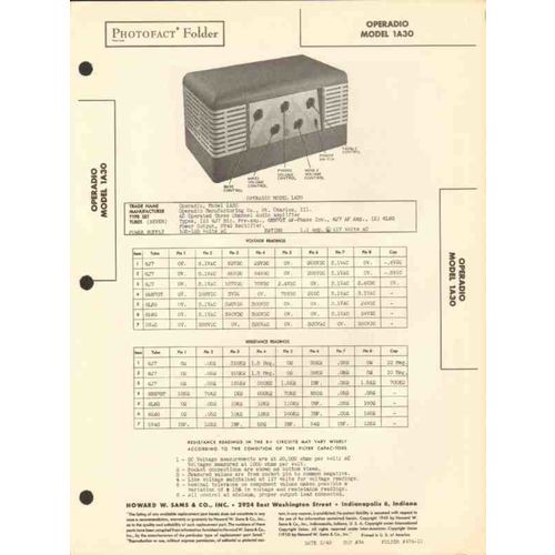 OPERADIO model 1A30 7 tube 3 channel amplifier Sams Photofact manual
