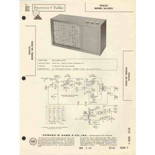 PHILCO model SA-1005 4 tube audio amplifier Sams Photofact manual