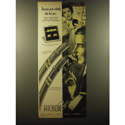 1950 Hickok Profile Initial Tie Bar, Cuff Links and Buckles Advertisement