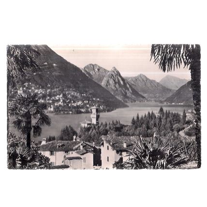 LUGANO, SWITZERLAND. used vintage postcard RP 1966 postmark /