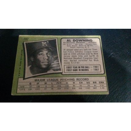 1971 Topps Card # 182 Al Downing Good (2) Milwaukee Brewers