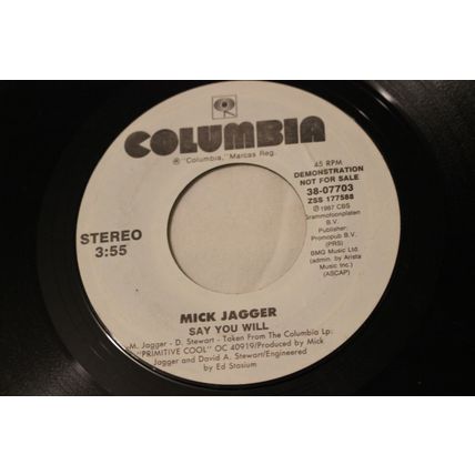 Mick Jagger 45 Promo-SAY YOU WILL STEREO