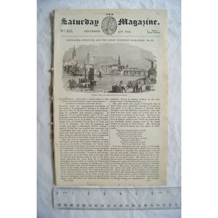 1838 The Saturday Magazine No. 416 Newcastle on Tyne, gold leaf, primrose, etc.