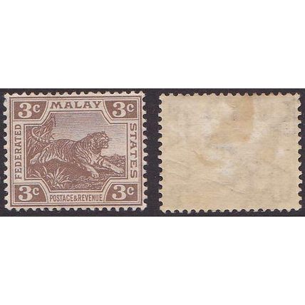 FEDERATED MALAY STATES 1905 3c Leaping Tiger brown SG33 - MINT