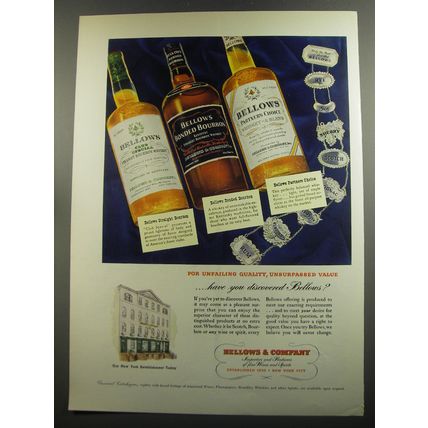 1952 Bellows Ad - Club Special, Bonded Bourbon and Partners Choice Whiskey
