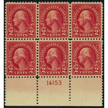 554, Mint XF NH 2¢ Plate Block of Six Stamps - Stuart Katz
