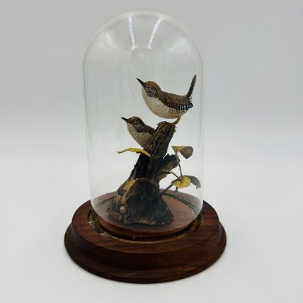 Wood House Wren Bird Signed By Artist William B # 30 Vintage Hand Carved