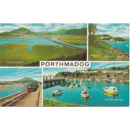 Porthmadog, Wales, United Kingdom - Salmon Cameracolour Multiview Postcard
