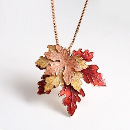 Fall Leaf Toggle Necklace dimensional Multi-layer Maple Leaf Drip Glazed