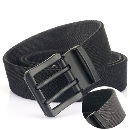 canvas men's belt, waist youth casual denim pants double needle buckle belt