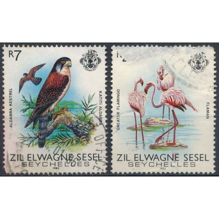 Birds: 7r & 20r - Zil Elwagne Sesel 1983 - F H - SG 66 & 68