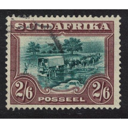 South Africa Ox-wagon outspanned 2Sh6d 1927 Canc SG#37