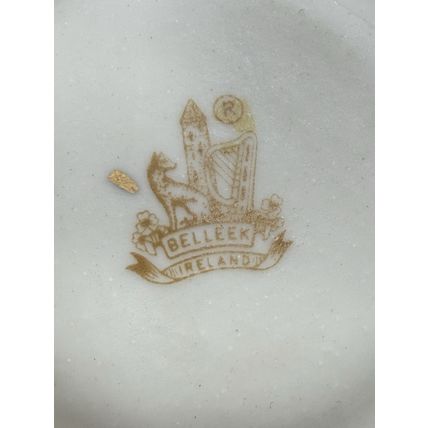 Vintage Belleek Pink Thistle Teacup & Saucer Irish Porcelain Demitasse 1980 Set