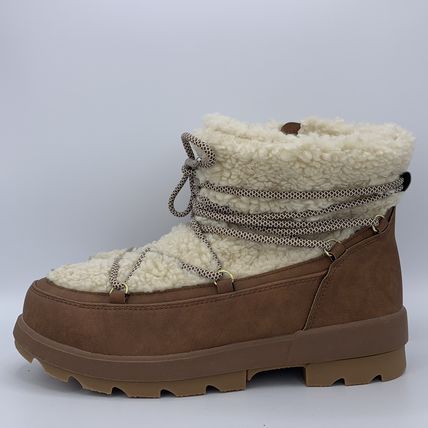 Torrid Shearling Winter Boots 9WW Wide Wide Brown Lace Ankle Wrap Chunky Sole