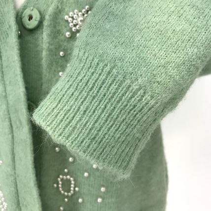 Zara mint green knitwear pearl cardigan polyester, wool, alpaca blend Sz. Medium