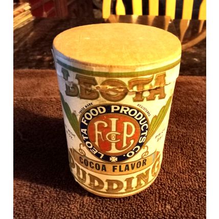 Old Empty Cardboard Container Leota Coco Flavor Pudding 4 3/8" Tall 1930/40's