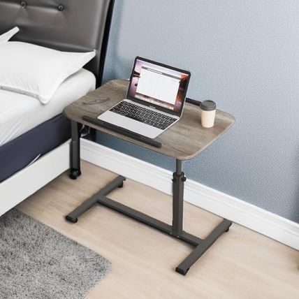 Adjustable Overbed Bedside Table with Wheels Hospital Bed Table Portable Compute
