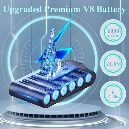 Upgraded 6000Mah V8 Battery Replacement for Dyson V8 SV10 Battery Tt9 Compatible