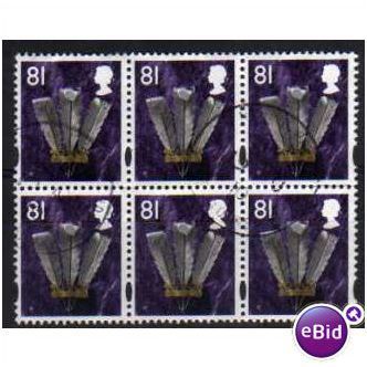 2008 BLOCK 6 X 81P 'WALES-FEATHERS' FINE USED (EBID1313)