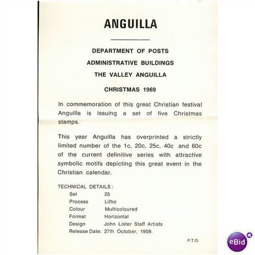 Anguilla FDC 1969 - SG 63-67 - Christmas 1969