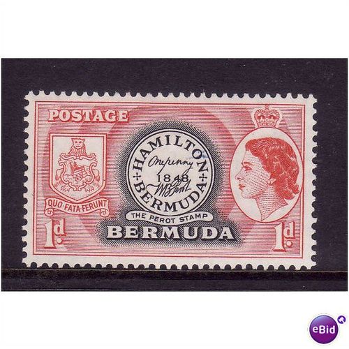 BERMUDA 1954 SG 136 1d BLACK AND RED M MINT