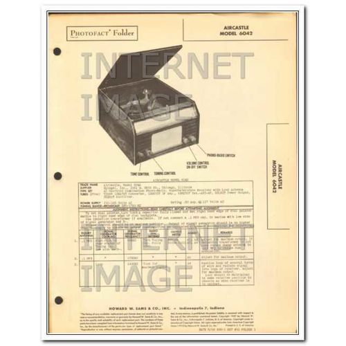 AIRCASTLE model 6042 5 tube AM radio phonograph Sams Photofact manual