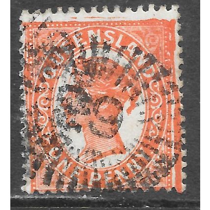 QUEENSLAND 1895 AUSTRALIA STATE QV ONE PENNY PMK 63
