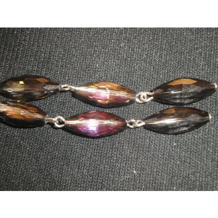 Elegant dichroic rainbow oblong crystal glass long dangle sparkle earrings