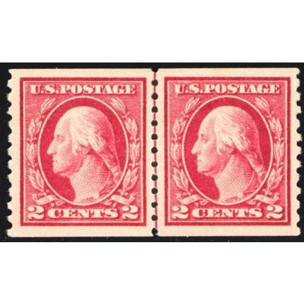 444, Mint VLH 2¢ XF Coil Line Pair - PSE Graded 95 Certificate * Stuart Katz