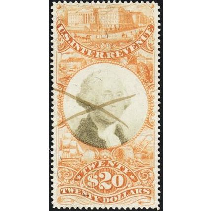 R150, Used VF/XF $20 Revenue Stamp - With PFC Graded 85 * Stuart Katz