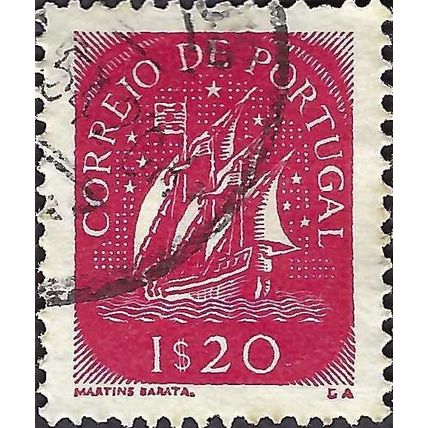 PORTUGAL, SHIP, 15th C Caravel, red 1949, 1.20esc, #2