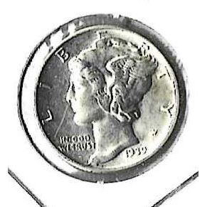 1939 US Silver Mercury Dime AU